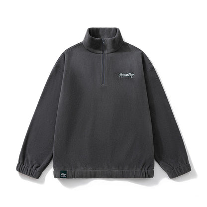 suit autumn and winter sweater men's stand collar half zipper fleece-lined American fashion brand loose casual men's top