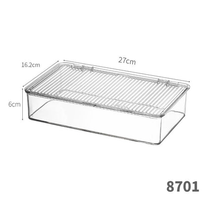 Desktop Storage Box with Lid Flip-Top Rectangular Transparent Acrylic Storage Box Kitchen Cosmetics Sundry Work Station
