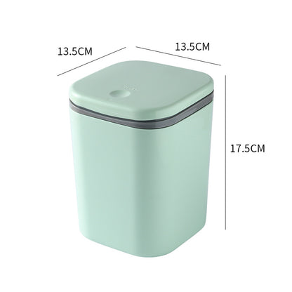 Small Desktop Trash Can for Home Office High-End Dormitory Press with Lid Mini Plastic Storage Trash Can