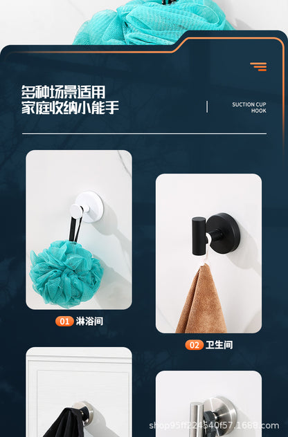 Cross-Border Stainless Steel Vacuum Suction Cup Hooks, No-Drill Bathroom Hooks, Kitchen Hooks, Towel Hooks, Clothes Hooks Wholesale