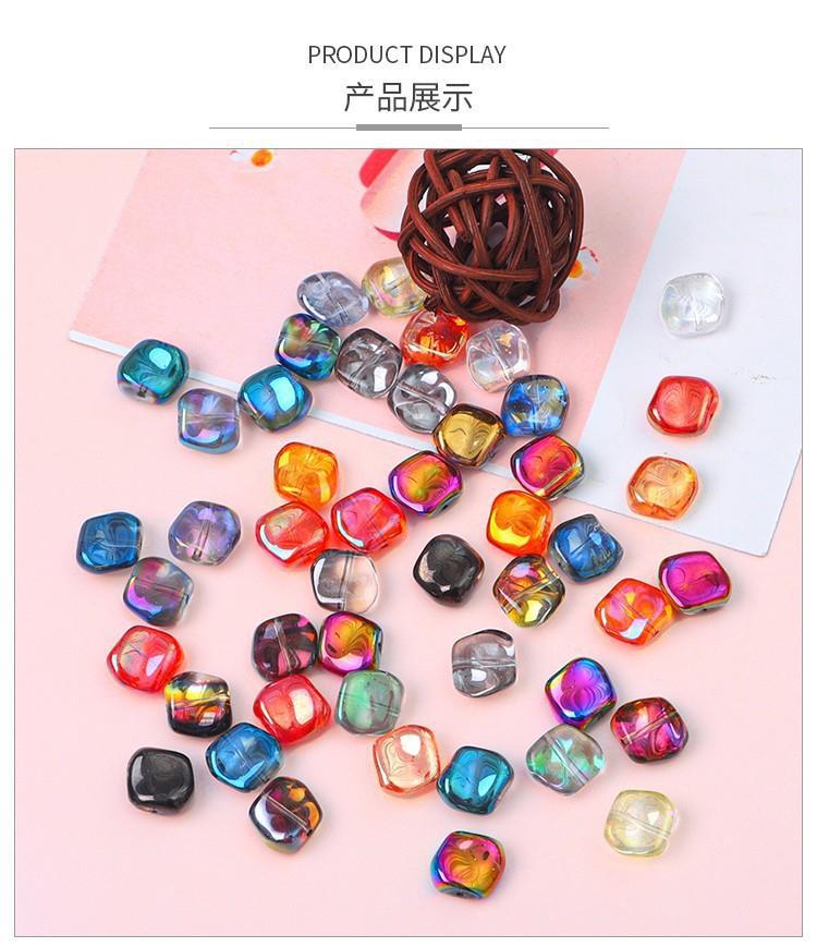 Glass color-plated oblique crystal beads antique diy handmade hairpin necklace material accessories cross-border a generation of hair