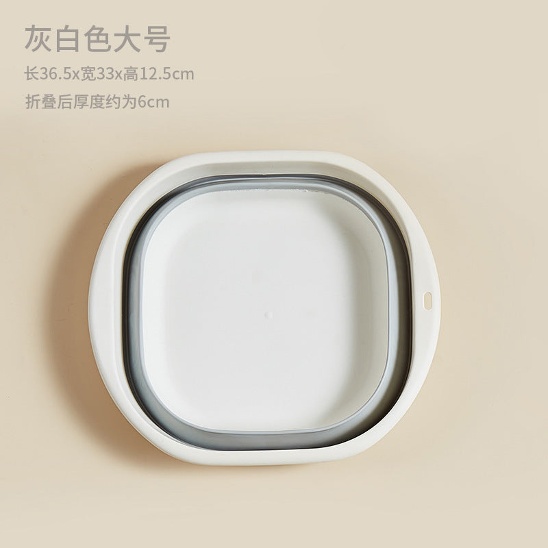 Portable Silicone Collapsible Washbasin Vegetable Washing Basin Student Dormitory Plastic Foot Soaking Foot Washing Basin Household Multi-purpose Basin