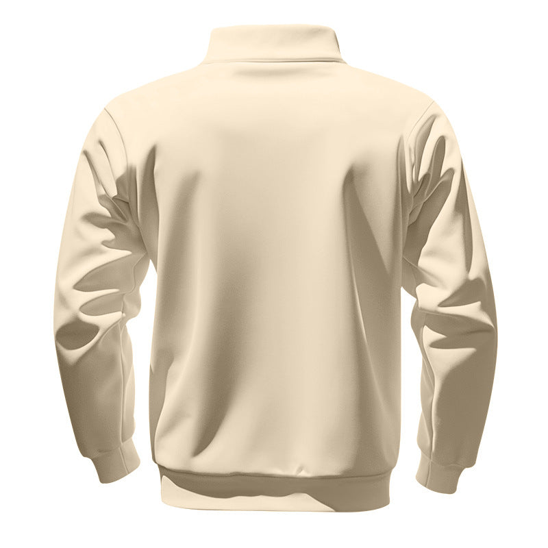 Cross-Border American Style Autumn and Winter Heavyweight Fleece Long-Sleeve Men's Sweatshirt with Half-Zip, Loose Fit, Stand Collar, Pullover Men's Sweatshirt