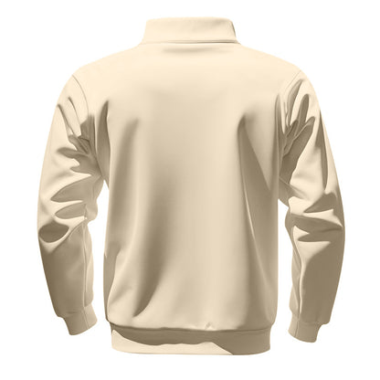 Cross-Border American Style Autumn and Winter Heavyweight Fleece Long-Sleeve Men's Sweatshirt with Half-Zip, Loose Fit, Stand Collar, Pullover Men's Sweatshirt