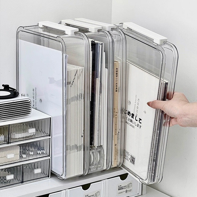 Paper storage and organizing artifact large capacity transparent plastic household registration book junior high school graduation certificate a4 file storage box