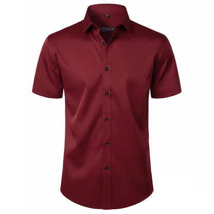 Solid Color Amazon Stretchy Plus-Size Men's Long-Sleeve Shirt, Men's Fashion Shirt, Slim Fit Outerwear