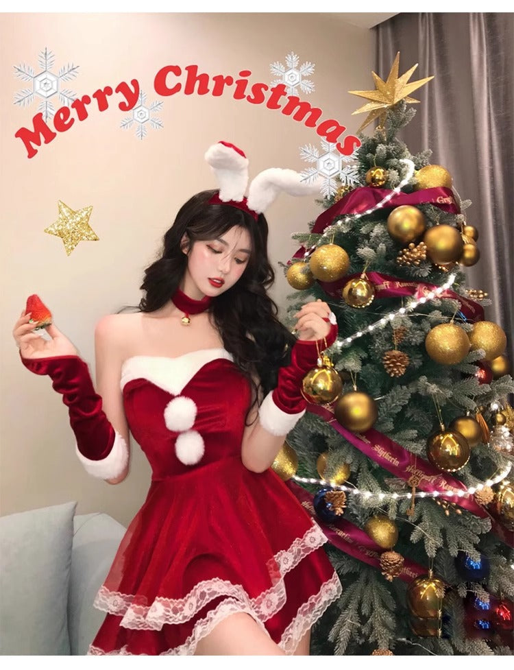Christmas Theme Bunny Cos Uniform Night Performance Costume Sexy Pure Halloween Bunny cosplay