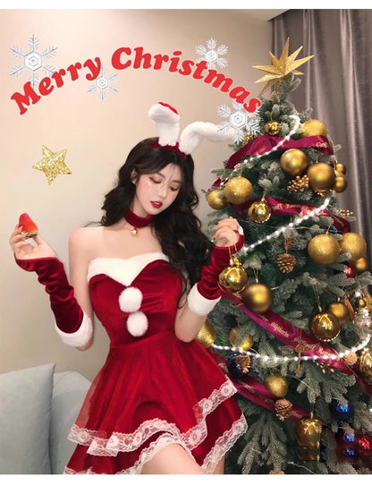 Christmas Theme Bunny Cos Uniform Night Performance Costume Sexy Pure Halloween Bunny cosplay