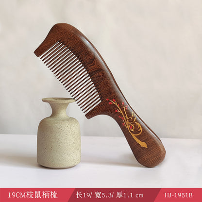 Sandalwood Comb for Meridian Scalp Massage, Anti-Static Hair Comb for Women, Medium-Tooth Volumizing Comb, Meridian Comb Gift Box