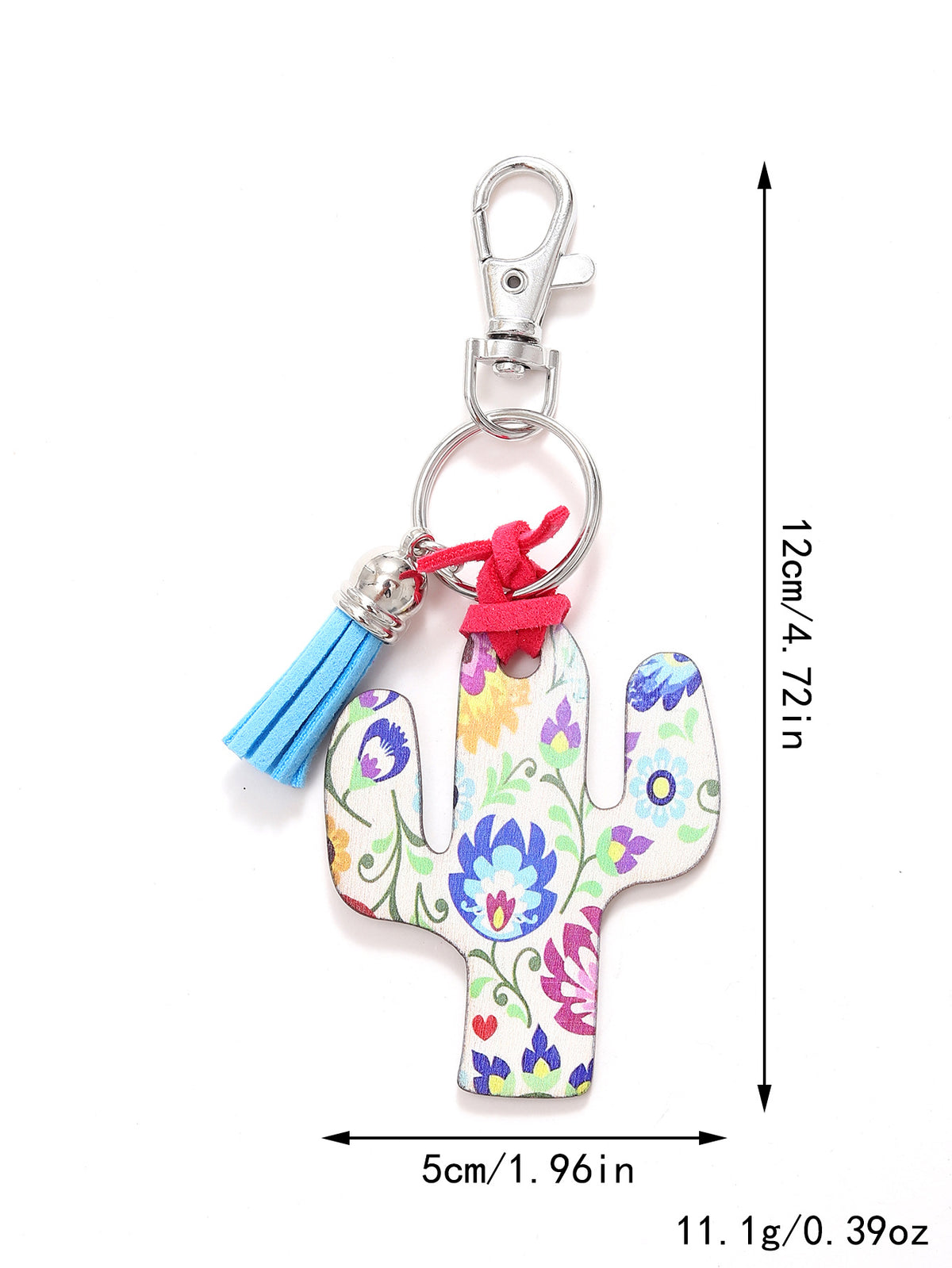 New Wooden Cactus Keychain Leopard Flower Rainbow Sunflower Striped Printed Bag Car Pendant
