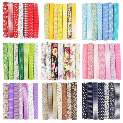 7 Color Patchwork Cloth Group Plain Flower Cloth Broken Plaid Dot DIY Cotton Small Fresh Plant Printing Cloth