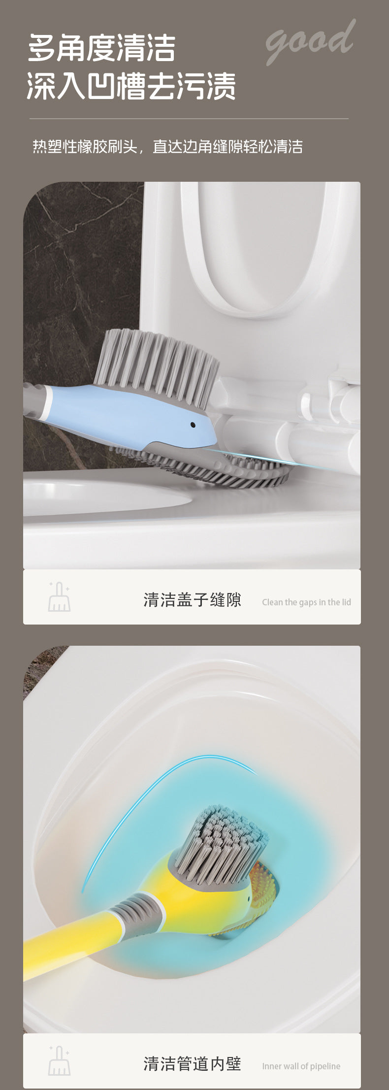 [Patented Authentic] New Diving Cartoon Duck Silicone Toilet Brush Home with Base Cleaning Set Bathroom