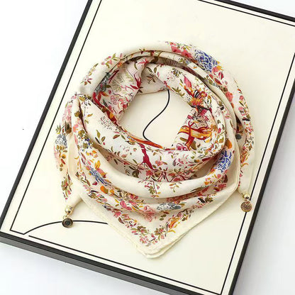 2026 New Style Warm Square Scarf with Magnetic Buckle, Triangular Silk Scarf, Cotton Scarf for Women, Stylish Neck Warmer for Spring, Autumn, and Winter, Versatile and Elegant