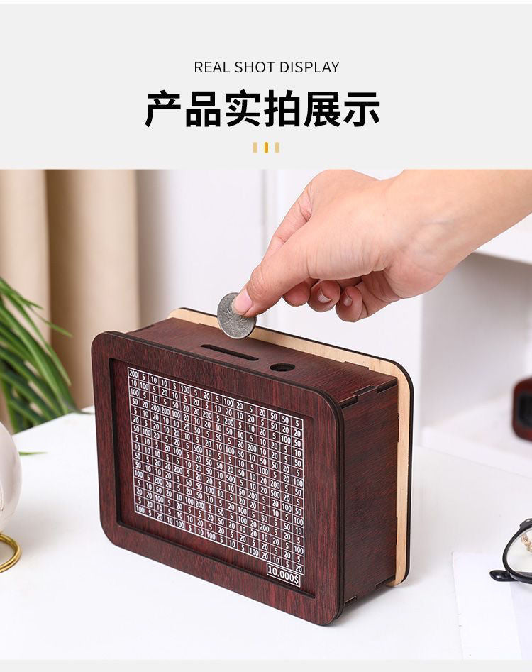 Cross-border Explosions Money Box With Counter Retro Creative Reusable Wooden Piggy Bank