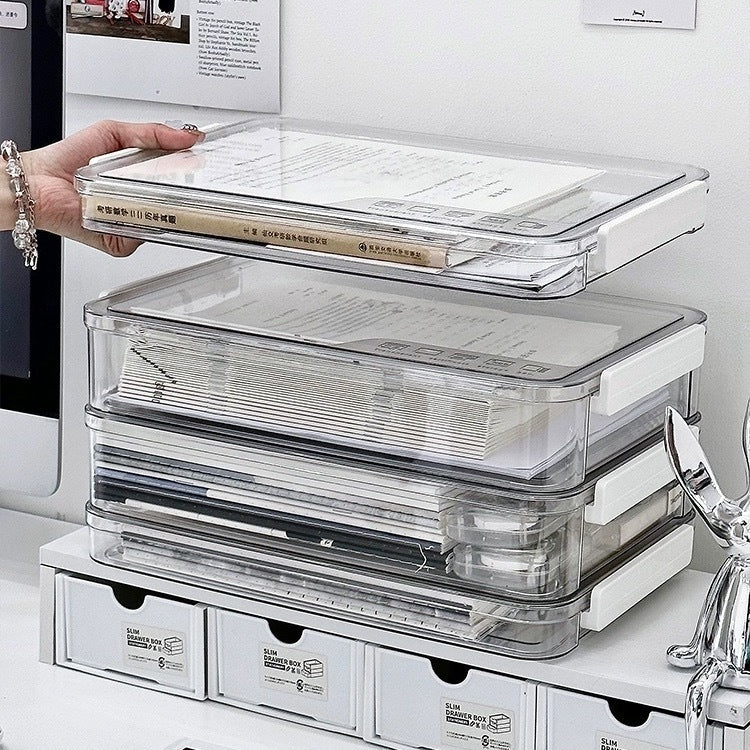 Paper storage and organizing artifact large capacity transparent plastic household registration book junior high school graduation certificate a4 file storage box
