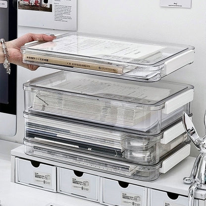 Paper storage and organizing artifact large capacity transparent plastic household registration book junior high school graduation certificate a4 file storage box