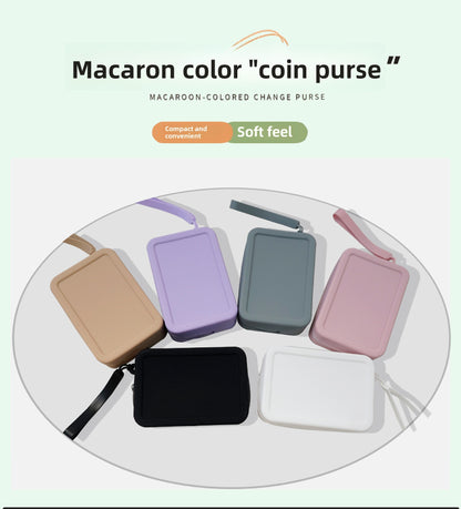 Silicone Rectangular Coin Purse Thickened Small Bag Coin Internet-famous Key Case Headset Storage Certificate Multi-purpose Bag