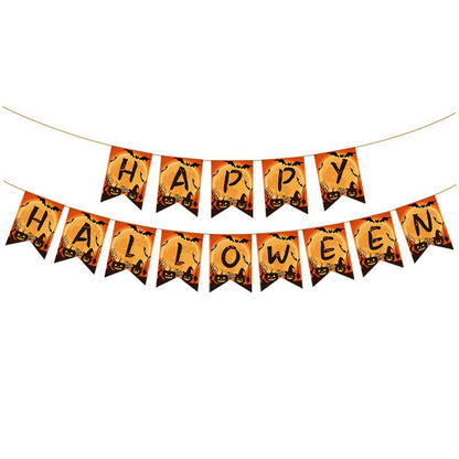 Cross-Border New Halloween Flag Party Supplies Decoration Scene Atmosphere Decoration Halloween Flag Banner
