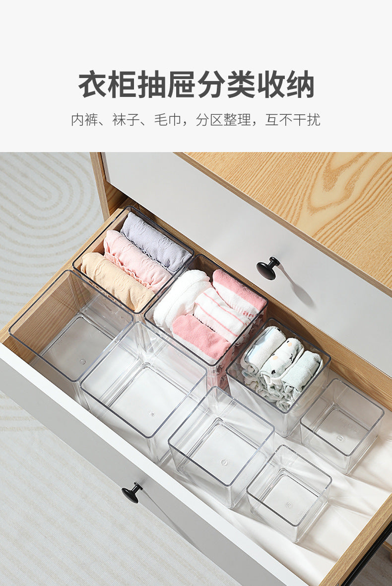 Desktop Storage Box Square Transparent Acrylic Flower Pot Sundries Cosmetics Stationery Notes Kitchen Workstation Height