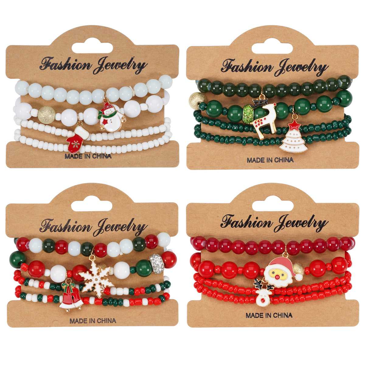Christmas bracelet elastic rope bracelet snowman snowflake Christmas tree old man deer hat pendant bracelet gift