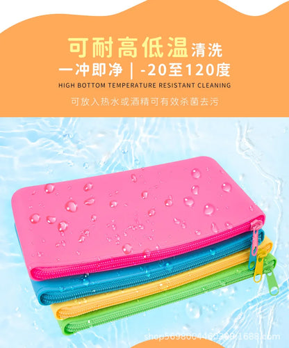 Silicone Travel Data Cable Clutch Bag for Storing Mobile Phones, Earphones, Makeup Brushes, and Cosmetics, Ins-Style Foreign Trade