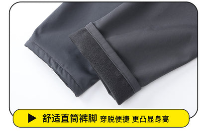 Men's Autumn and Winter Fleece-Lined Thickened Softshell Tactical Outdoor Sports Workwear Suit, Waterproof and Windproof