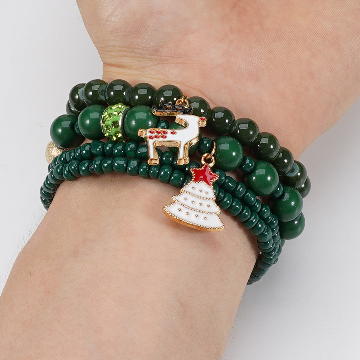 Christmas bracelet elastic rope bracelet snowman snowflake Christmas tree old man deer hat pendant bracelet gift