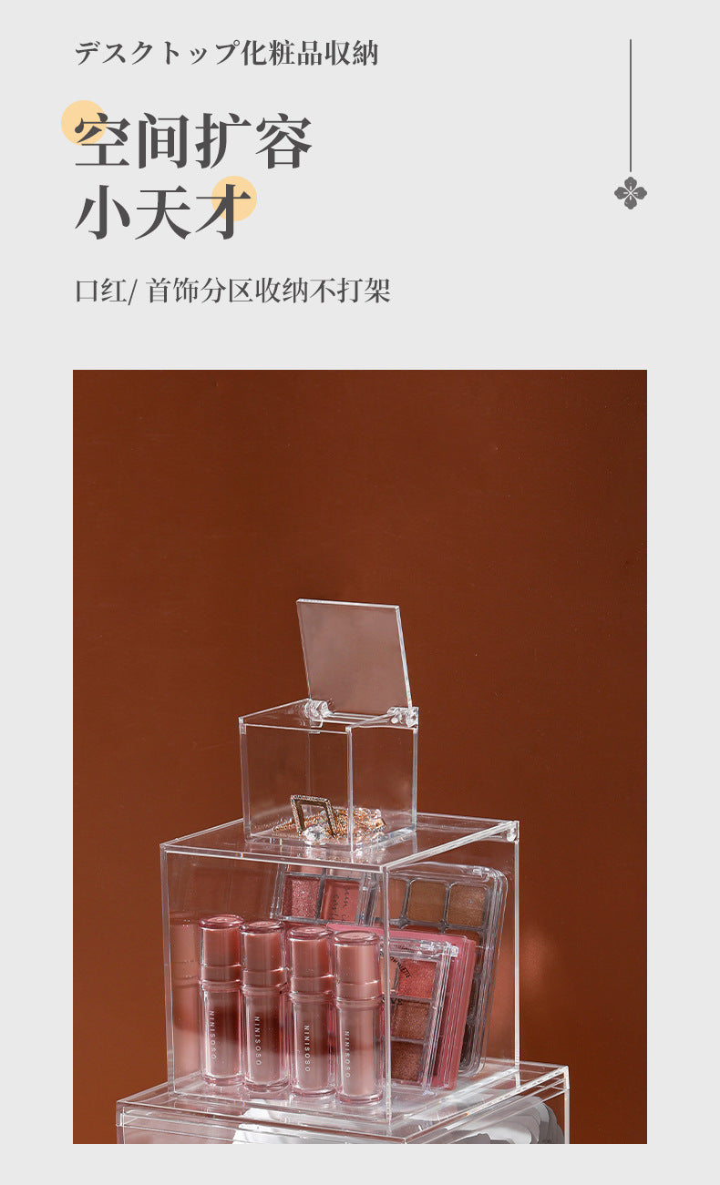 Desktop Storage Box Square Transparent Acrylic Flower Pot Sundries Cosmetics Stationery Notes Kitchen Workstation Height