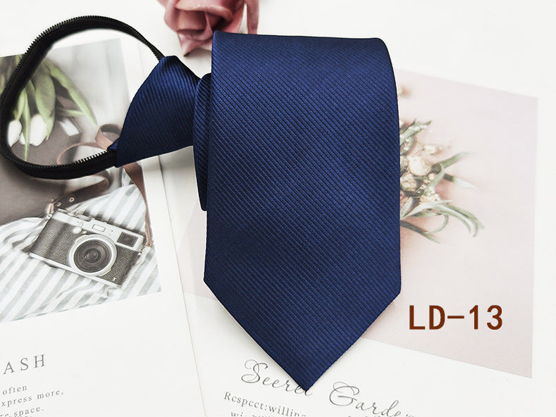 Factory In-Stock Zipper Tie Men's Formal Business 8cm Lazy Tie Red Black Striped Workplace Striped Tie