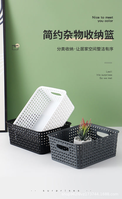 Storage Basket Simple Office Supplies Plastic Storage Basket Desktop Sundries Storage Frame Living Room Study Snack Organize Basket