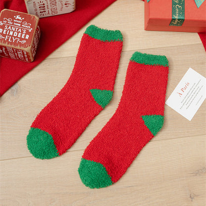 Coral fleece Christmas socks autumn and winter thick tube socks New Year gift socks cartoon Christmas socks cross-border wholesale
