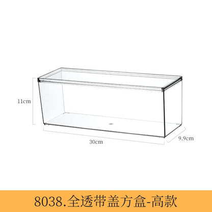Desktop Storage Box with Lid Flip-Top Rectangular Transparent Acrylic Storage Box Kitchen Cosmetics Sundry Work Station