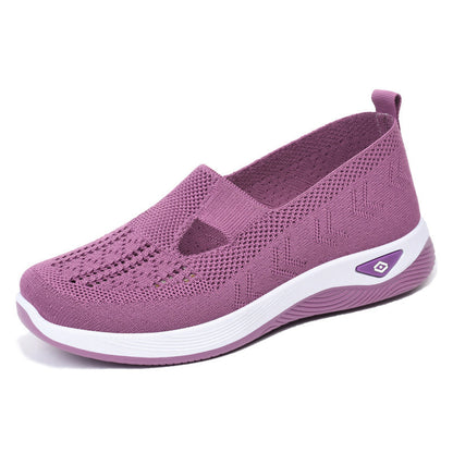 Women's Shoes Cross-Border Large Size Casual Shoes Fly-Knit Breathable Shoes Women's Lightweight and Comfortable Mesh Shoes Soft Sole Shallow Shoes