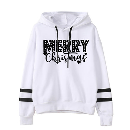 Foreign trade cross-border supply Christmas merry Christmas printed striped parallel bars hoodie men's and women's European size