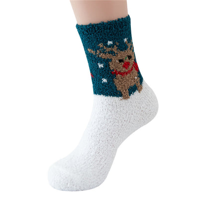 Coral fleece Christmas socks autumn and winter thick tube socks New Year gift socks cartoon Christmas socks cross-border wholesale