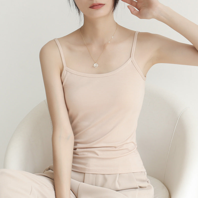 Factory Direct Sales Spring and Summer Versatile Camisole Women's Simple Solid Color Slim Elastic Bottoming Shirt Wholesale Dropshipping