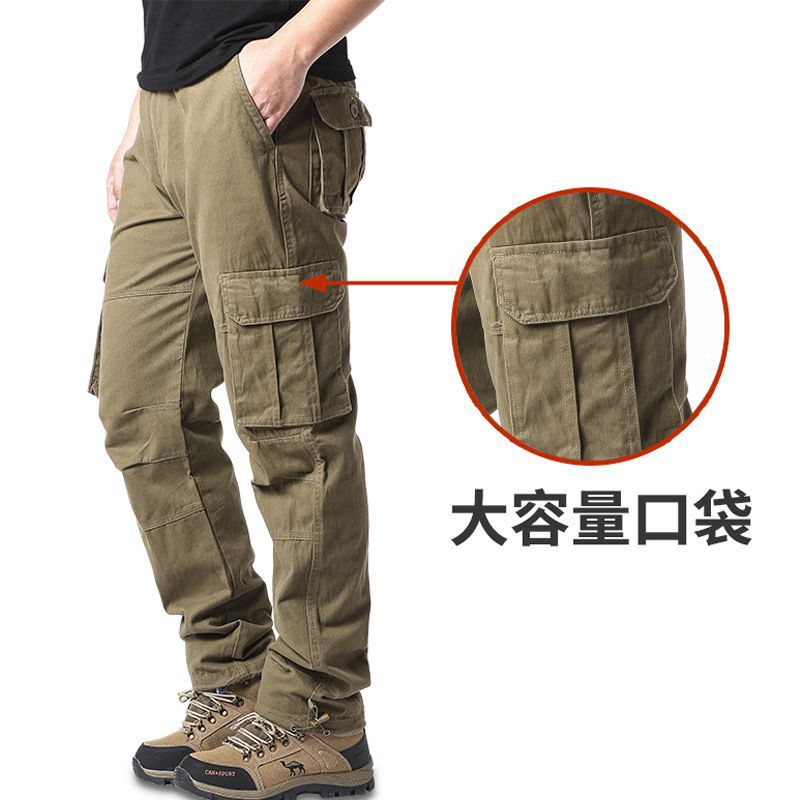 Spring and Autumn Cotton Crane Pants Foreign Trade Plus Size Pants Site Work Pants Men's Multi-Pocket Wear-Resistant Casual Pants