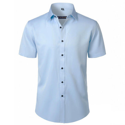 Solid Color Amazon Stretchy Plus-Size Men's Long-Sleeve Shirt, Men's Fashion Shirt, Slim Fit Outerwear