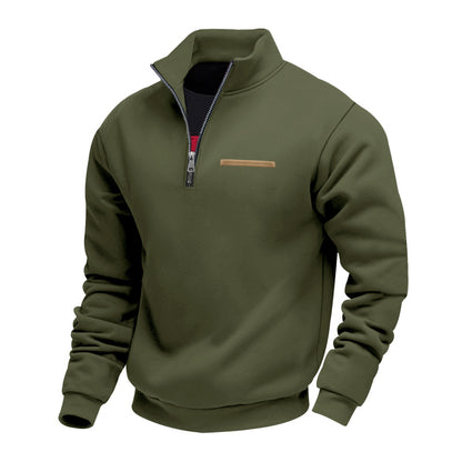 Cross-Border American Style Autumn and Winter Heavyweight Fleece Long-Sleeve Men's Sweatshirt with Half-Zip, Loose Fit, Stand Collar, Pullover Men's Sweatshirt