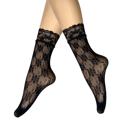 Summer Small Mesh Lace Short Net Socks Breathable Short Stockings Invisible Socks plus size Black Pearl Short Socks