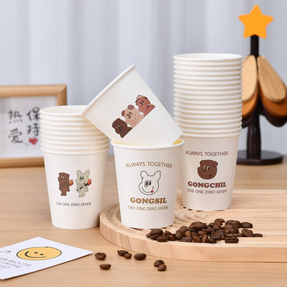 Cartoon Paper Cup Disposable Thickeneded Food Grade Household Hot and Cold Drink Coffee Cup Commercial Wholesale Hospitality Tea Cup
