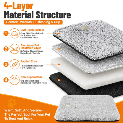 Super soft self-warming cat and dog bed, warm dog crate sleeping pad, washable non-slip pet nest mat