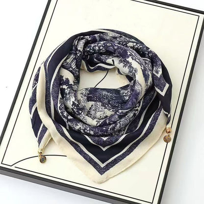 2026 New Style Warm Square Scarf with Magnetic Buckle, Triangular Silk Scarf, Cotton Scarf for Women, Stylish Neck Warmer for Spring, Autumn, and Winter, Versatile and Elegant