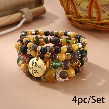 European and American Cross-Border Hot-Selling New Bohemian Bracelets Creative Tassel Multi-Layer Beaded Bracelets Fashion Jewelry