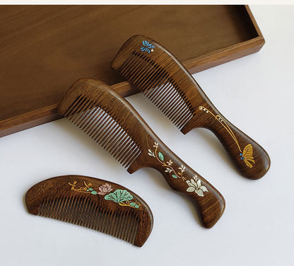 Sandalwood Comb for Meridian Scalp Massage, Anti-Static Hair Comb for Women, Medium-Tooth Volumizing Comb, Meridian Comb Gift Box