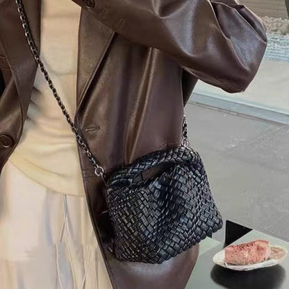 PU handmade woven bag summer high-end niche design women's bag handbag shoulder bag vegetable basket Ins bag