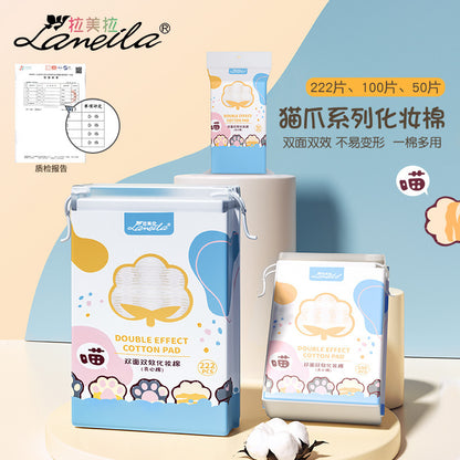Lmltop New 222-Piece Sandwich Makeup Remover Cotton Cartoon Cat Claw Double-Sided Thickeneded Makeup Cotton Stretch Cotton Wet Compress Cotton