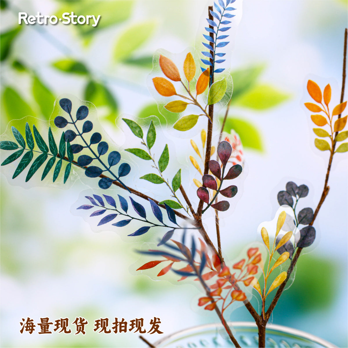 Retrostory Qingxu Series Pet Stickers with Branches and Leaves Growth Theme 30 Pieces into 6 Creative Handbook Decoration Stickers