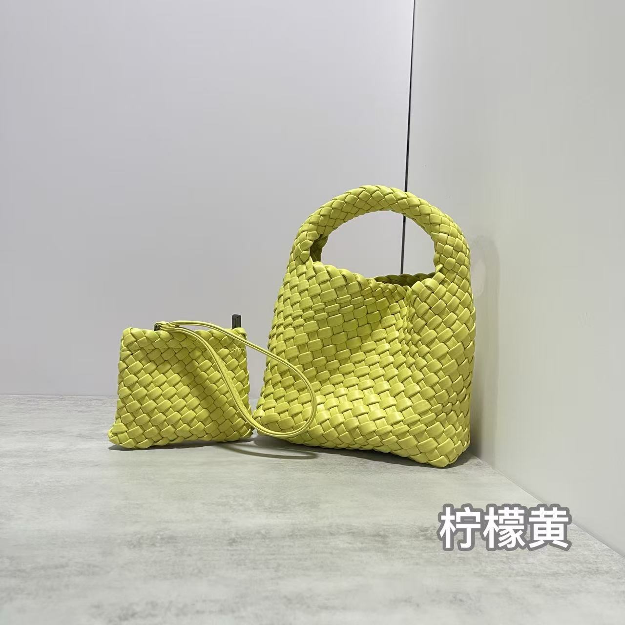 PU handmade woven bag summer high-end niche design women's bag handbag shoulder bag vegetable basket Ins bag