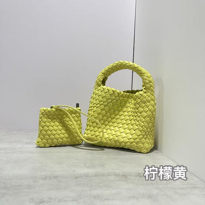 PU handmade woven bag summer high-end niche design women's bag handbag shoulder bag vegetable basket Ins bag